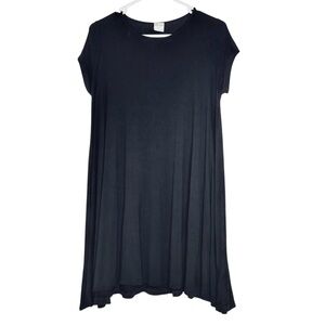 Silk & Salt Black Tee Shirt Shift Dress w Short Sleeves